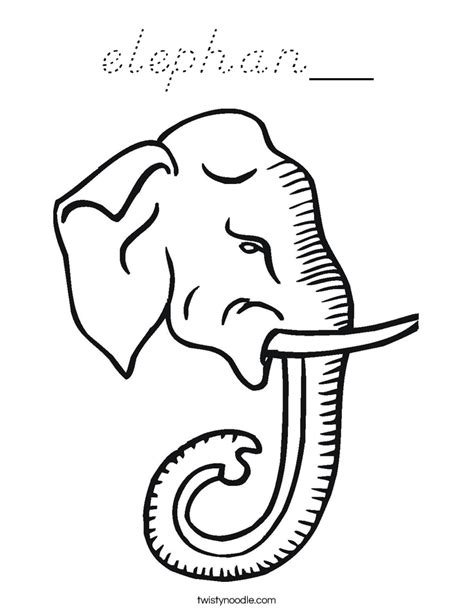 Elephan Coloring Page Dnealian Twisty Noodle