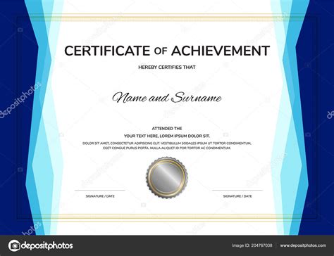 Plantilla Certificado Lujo Con Marco Borde Elegante Diseño Diploma Para