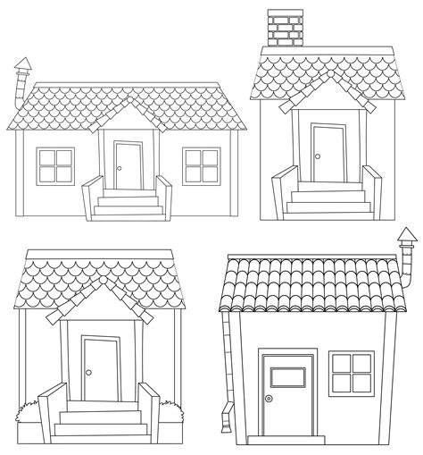 Set Of Simple House Outline 445994 Vector Art At Vecteezy