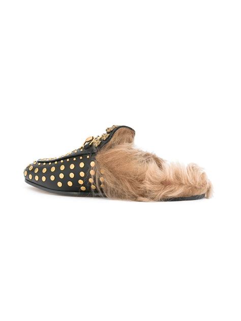 Gucci Princetown Studded Leather Slippers In Black Lyst