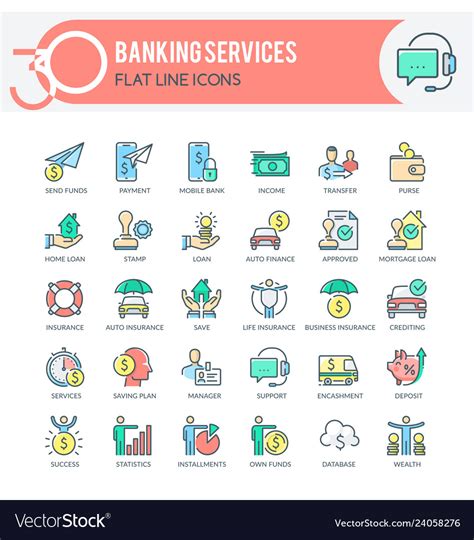 Banking Services Icons Royalty Free Vector Image