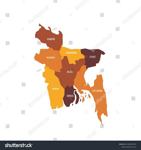 Bangladesh Political Map Administrative Divisions Divisions Stock