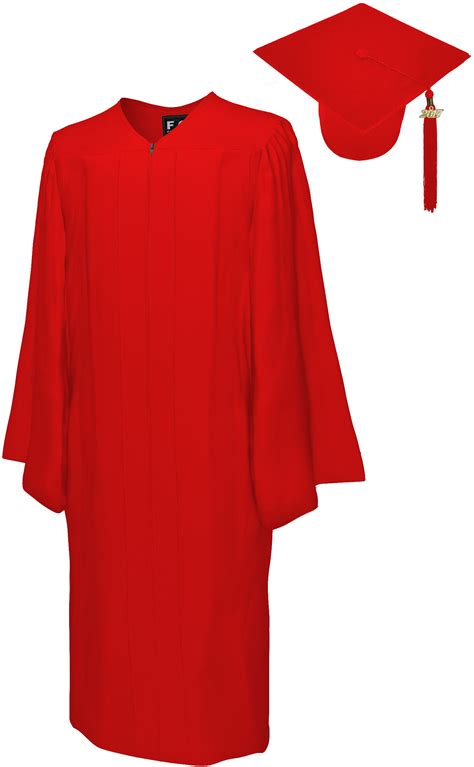 Matte Red Cap And Gown Middle School Junior High Graduation Set