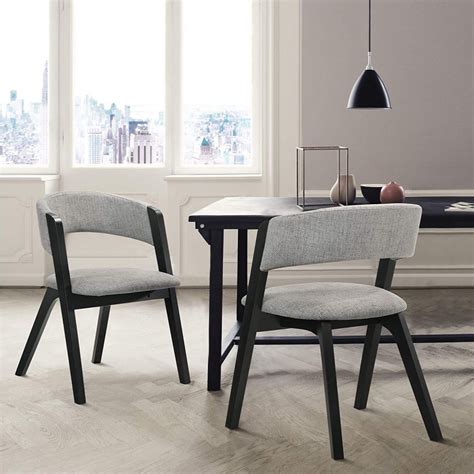 Upholstered Dining Chairs Set Of 2 Modern Barrel Back Seats Wood Frame