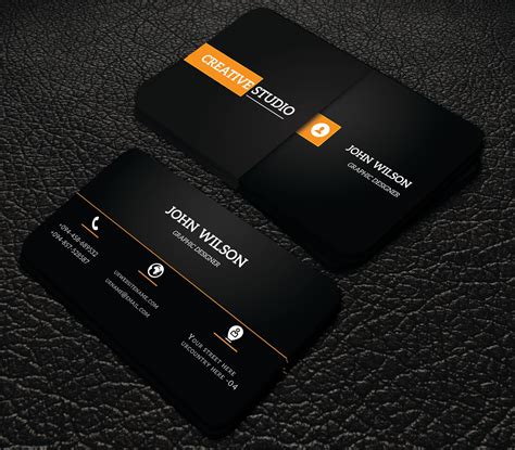 Black Colour Simple Business Cards Creative Free Cards Templates