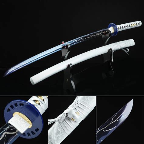 Blue Lightning Katana Handmade Blade Blue Katana Sword With White