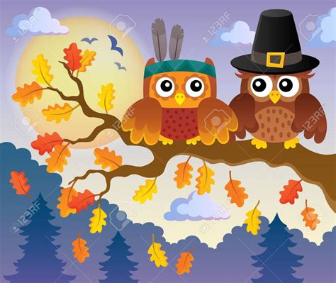 Thanksgiving Owls Thematic Eps10 Vector Illustration Ad