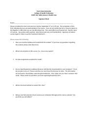 Cohp Signature Sheet Assignment Docx Ferris State University