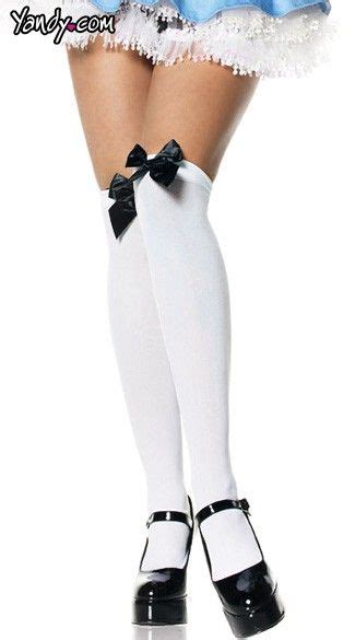 Opaque Thigh Highs With Satin Bow Thigh High Stockings Thigh High Stockings With Bow Thigh