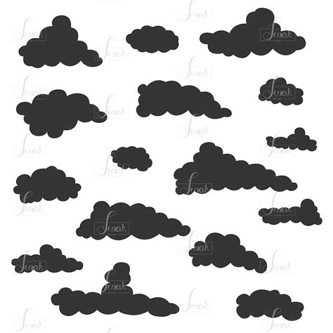Cloud Clip Art Cloud Vector Clouds Silhouette Graphic Etsy