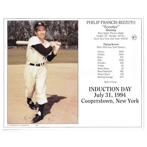 Phil Rizzuto New York Yankees 1994 Hall Of Fame Induction 8x10