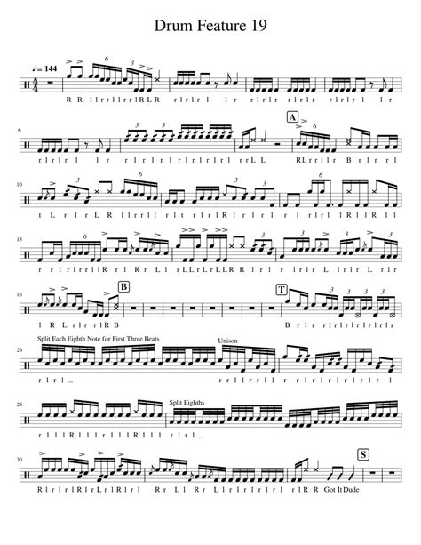 Drum Feature 19 Tenors Sheet Music For Tenor Drum Solo