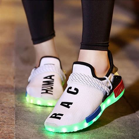 2017 New Fashion Men And Women Lovers Fluorescence Luminous Shoes Net