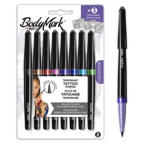 Buy Bic Bodymark Temporary Tattoo Markers And Stencil Sheets Fine Tip