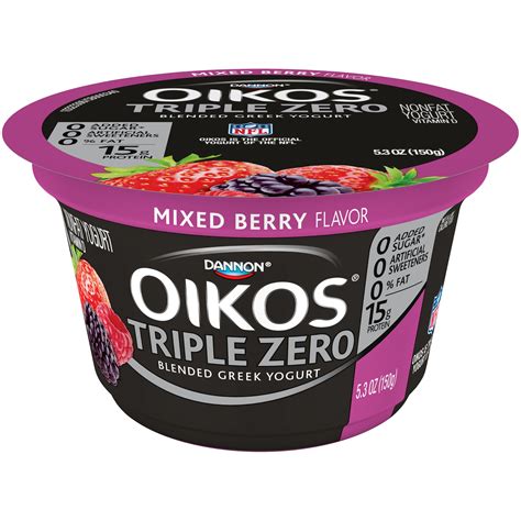 Dannon Oikos Fat Free Triple Zero Mixed Berry Greek Yogurt 53 Oz