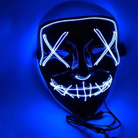 Neon Led Halloween Mask Light Up Scary Skull Face Mask Funny Masks