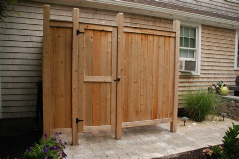 Deluxe Cedar Outdoor Shower Beach Style Patio New York By Cape Cod Shower Kits Co