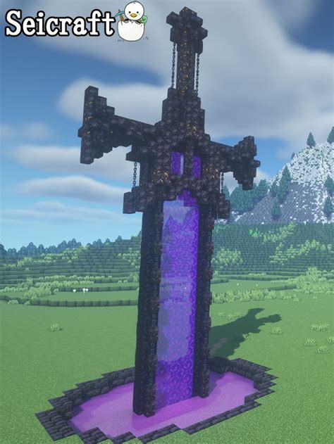 Minecraft Nether Sword Portal In 2022 Minecraft Fountain Minecraft