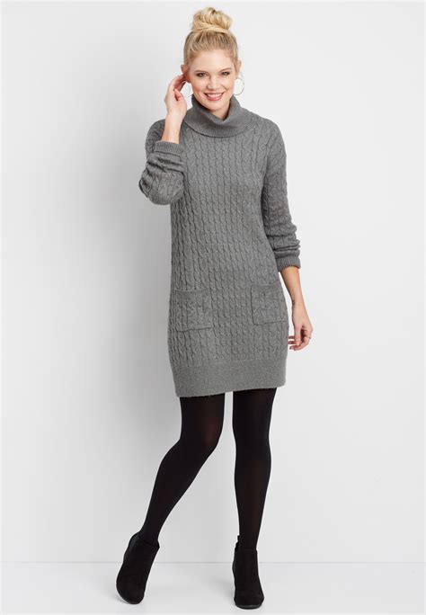 Cable Knit Sweater Dress With Cowl Neck Knit Sweater Dress Outfits With Leggings Cable Knit