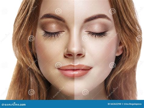 Woman Tan Half Face Beautiful Portrait Spray Stock Photo Image Of