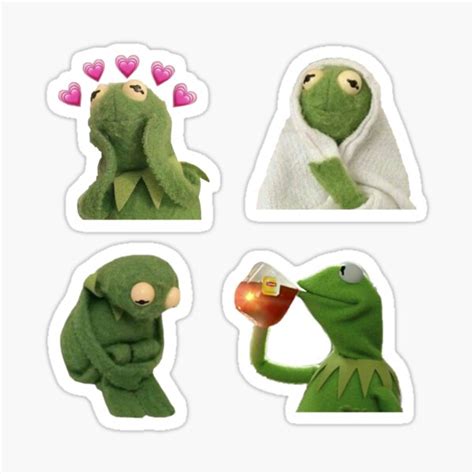 Kermit Meme Sticker Set Sticker For Sale By Liushgirl Redbubble