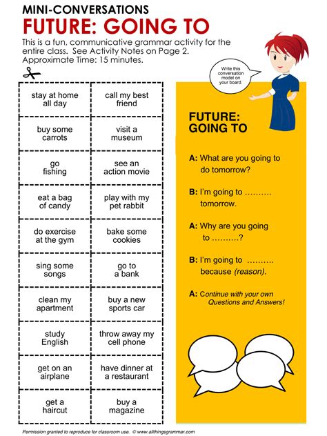 English Grammar Conversation Practice Activity Future Going To Mini