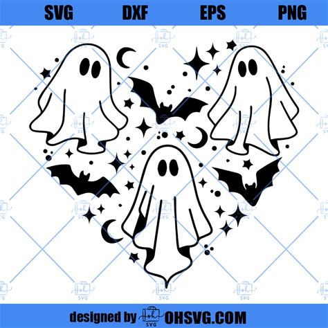 Ghost Svg Spooky Season Svg Kids Halloween Svg Bat Svg Creepy Ghos