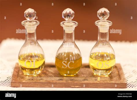 Bottles Of Holy Oils Or Sacramental Oils Oleum Infirmorum Sacrum