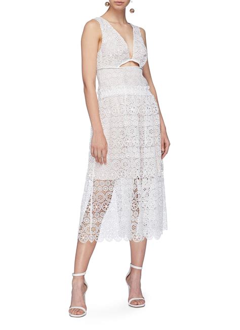SELF-PORTRAIT Cutout Guipure Lace White Dress - We Select Dresses