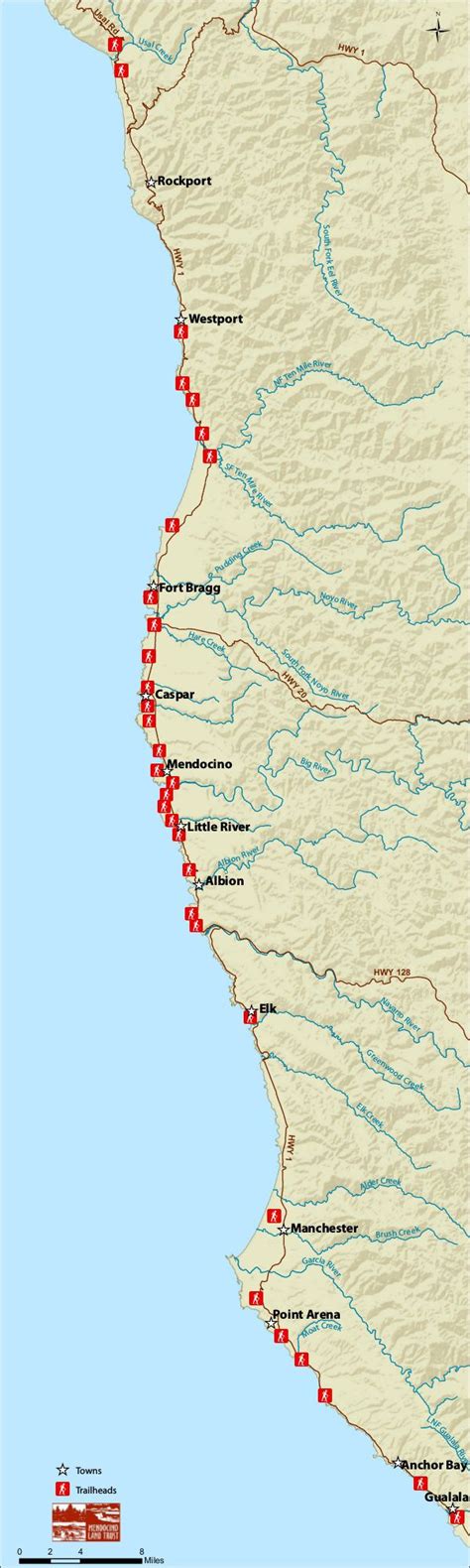 Mendocino Coastal Trails Map Park Trails Day Trips California Coastal