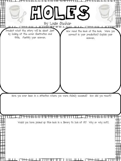 Holes Novel Pre Reading Activity Poster Pre Reading Activities