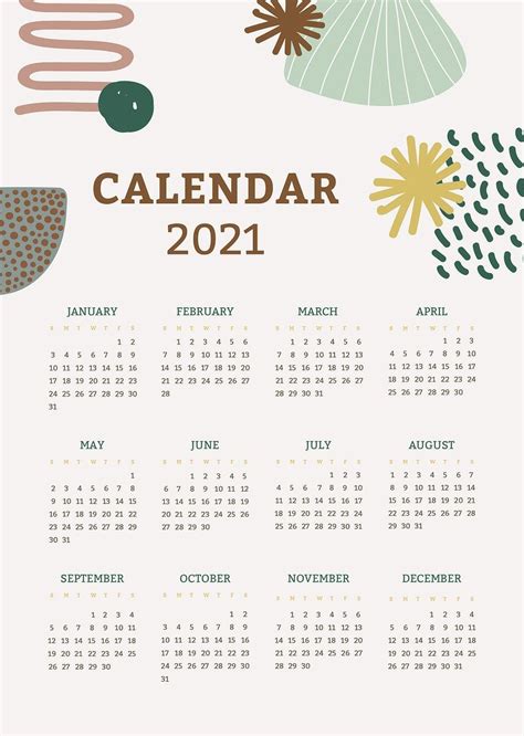 Calendar 2021 Poster Psd Printable Template Set Scandinavian Mid