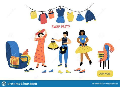 Swap Party Vector Illustration With Women Stock Vector Illustration