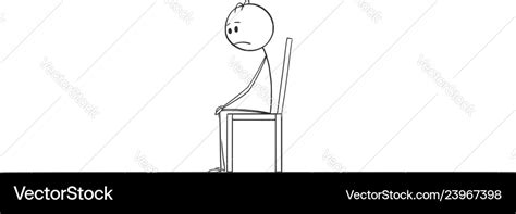 Cartoon Drawing Of Lonely Depressed Man Sitting Vector Image