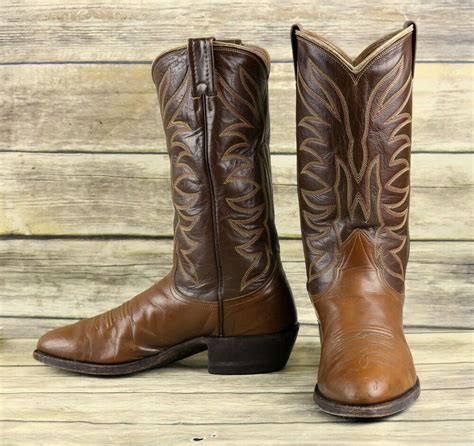 Nocona Cowboy Boots Mens Size 85 D Two Tone Brown Western Country
