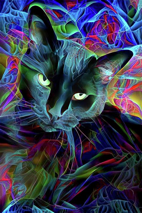 Psychedelic Black Cat Fractal Digital Art By Peggy Collins Fine Art