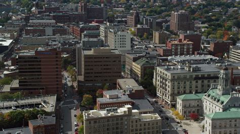 6k Stock Footage Aerial Video Orbiting Downtown Office Buildings