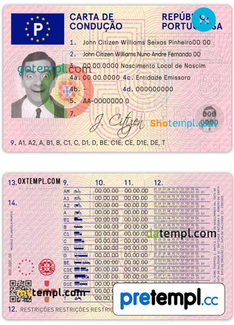 Portuguese Driver License Download Example In Psd Format With All Fonts Fully Editable Pretempl
