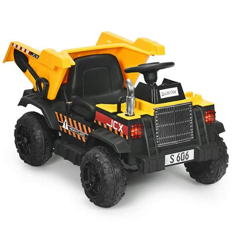 Gymax 12v Battery Kids Ride On Dump Truck Rc Construction Tractor W