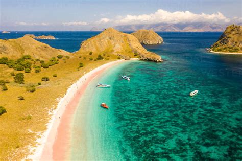 Aerial View Of Pink Beach In Komodo National Park In Indonesia Stock Photo