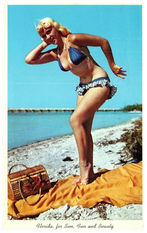 Postcard Florida Sun Pin Up Bikini Girl Etsy
