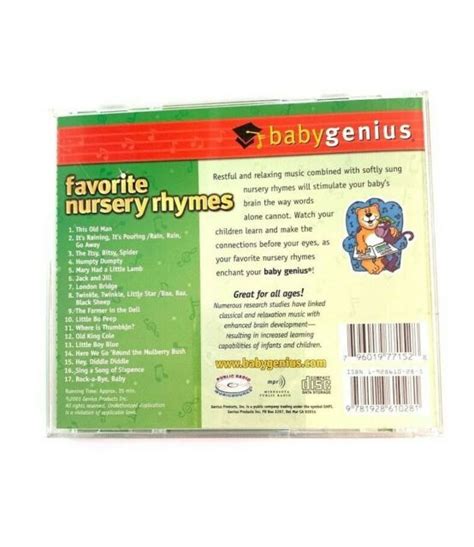 Baby Genius First Nursery Rhymes Favorite Lullabies Audio Music Cd Kids