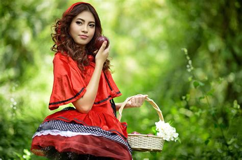 Wallpaper Model Red Asian Dress Green Fashion Person Clothing Autumn Flower Girl