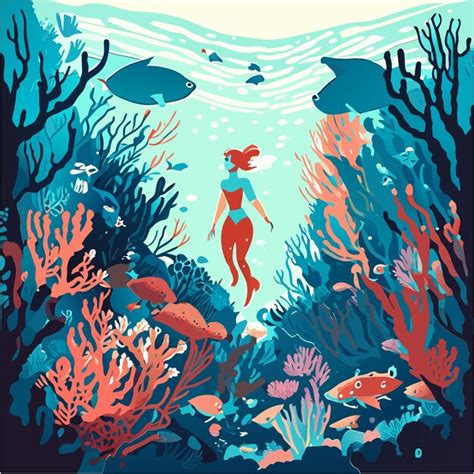 Premium Vector Beneath The Waves Unveiled Watercolor Dreams Of An
