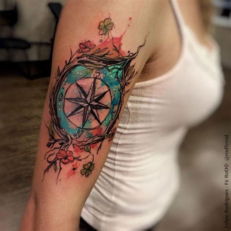 Watercolor Compass With Images Watercolor Compass Tattoo Tattoos Neck Tattoos Women