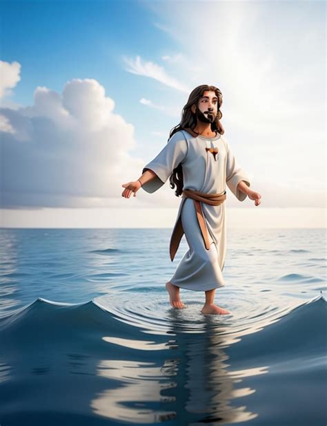 Premium Ai Image Jesus Christ Walking On Water On The Sea