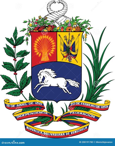 escudo nacional de armas de la república bolivariana de venezuela ilustración del vector