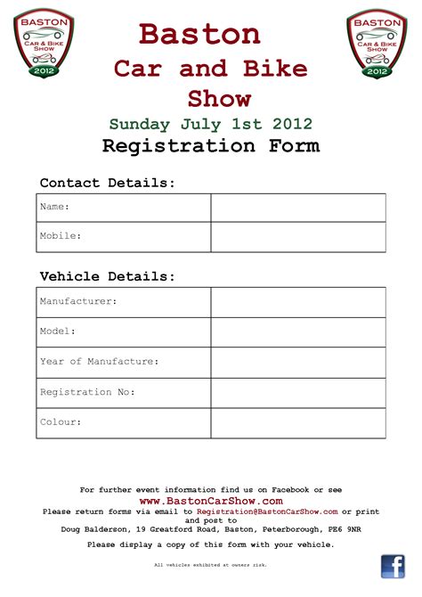 A rundown on the location of this template is. 8+ Car Show Registration Form Templates - Word Excel Samples