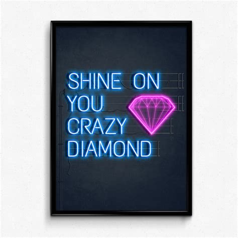 Shine On You Crazy Diamond Pink Floyd Neon Lyrics Etsy Uk