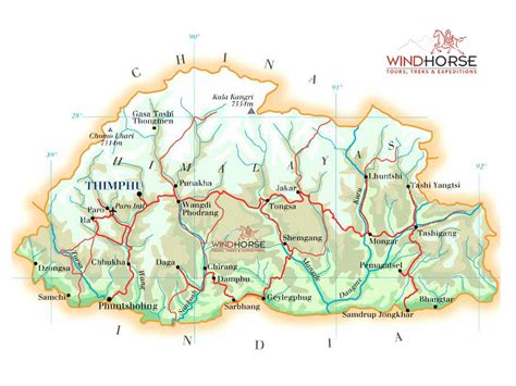 Bhutan Physical Map • Mappery